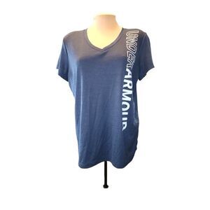 Under Armour Women's Blue-Gray Graphic V-Neck Short Sleeve Tunic Size L